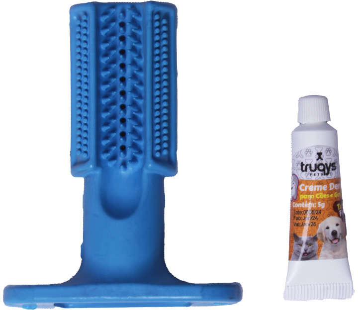 Escova Dental Truqys Pets Azul para Cães - Tam. G