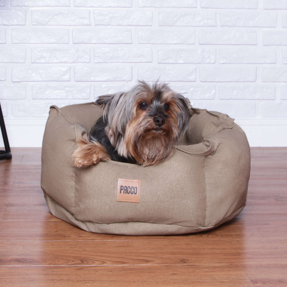 Cama Pacco Puppy Impermeável Ninho Ecotec Lisa Bege para Cães e Gatos - Tam. P