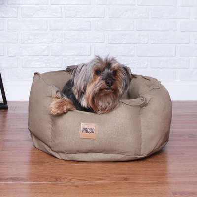 Cama Pacco Puppy Impermeável Ninho Ecotec Lisa Bege para Cães e Gatos
