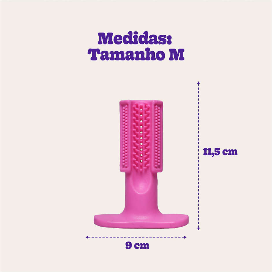 Escova Dental Truqys Pets Rosa para Cães - Tam. M