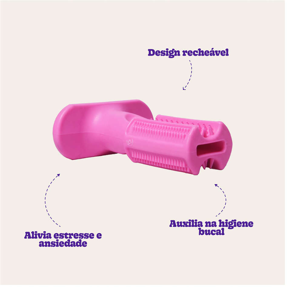 Escova Dental Truqys Pets Rosa para Cães - Tam. G