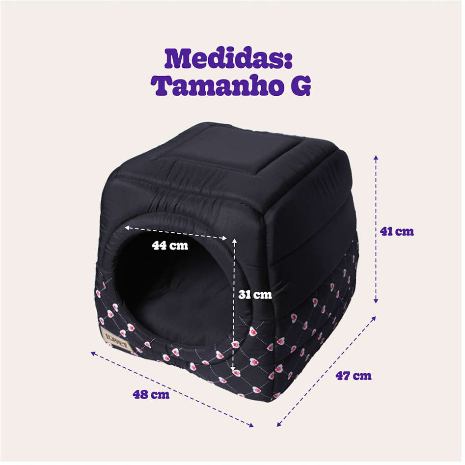 Toca Iglu Luppet Coração Pata Preta - Tam. G