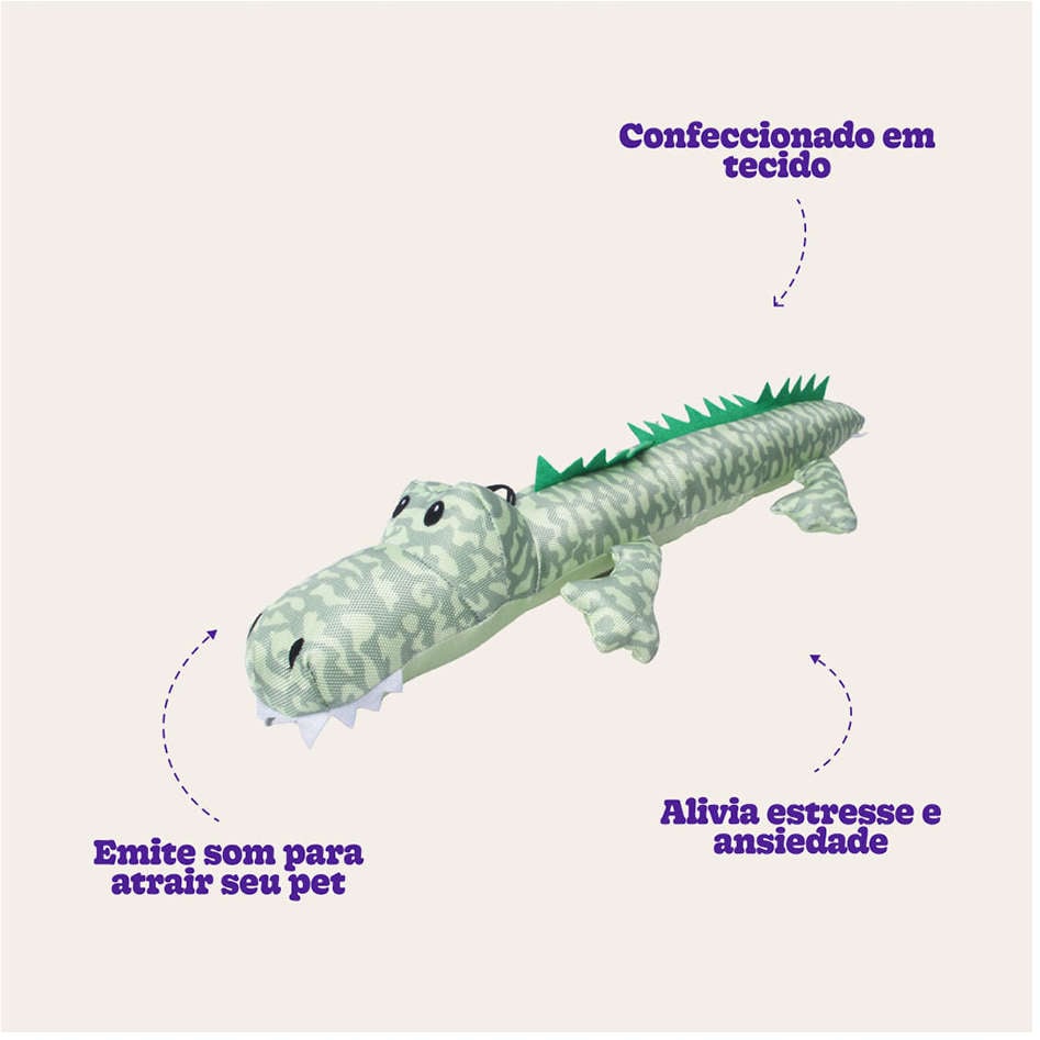 Brinquedo Jambo Mordedor Pelúcia Jacaré Long Verde - Tam. GG