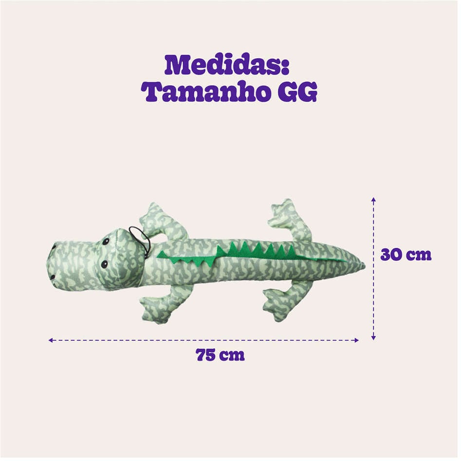 Brinquedo Jambo Mordedor Pelúcia Jacaré Long Verde - Tam. GG
