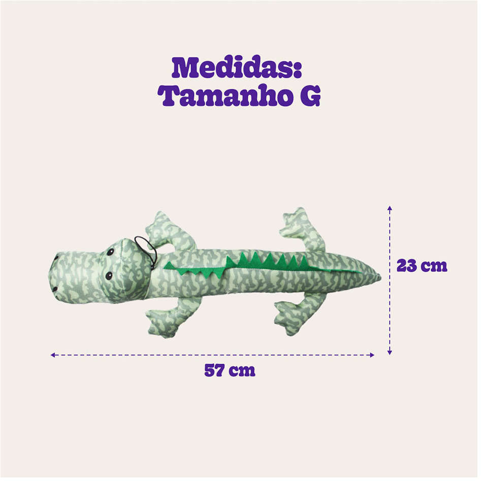 Brinquedo Jambo Mordedor Pelúcia Jacaré Long Verde - Tam. G