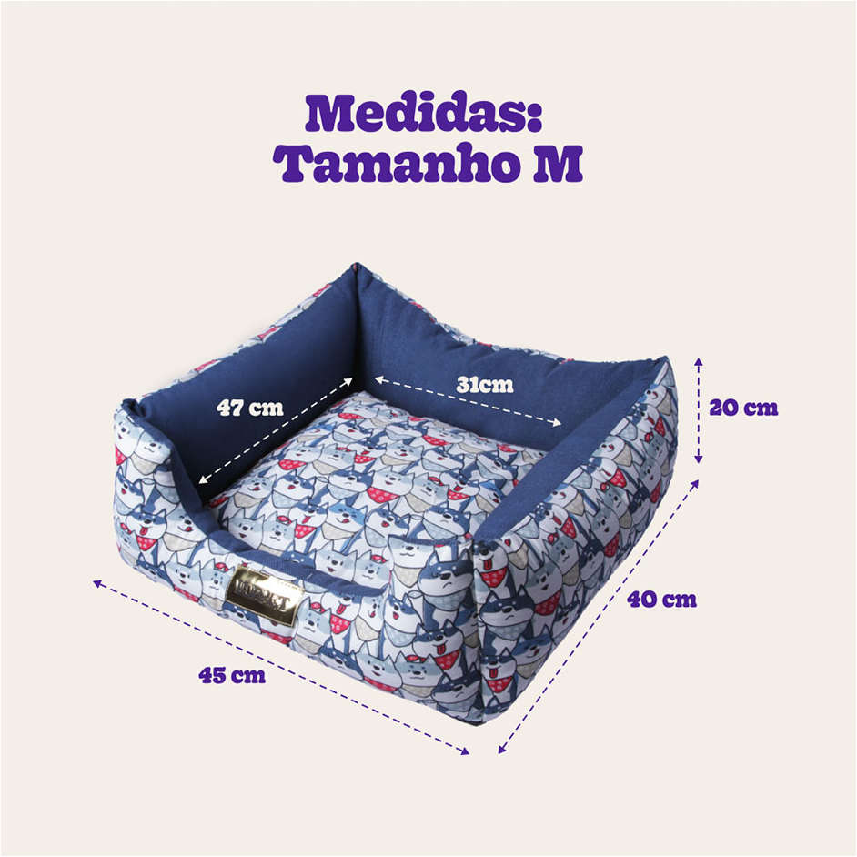Cama Luppet Quadrada Impermeavel Eco Azul - Tam. M