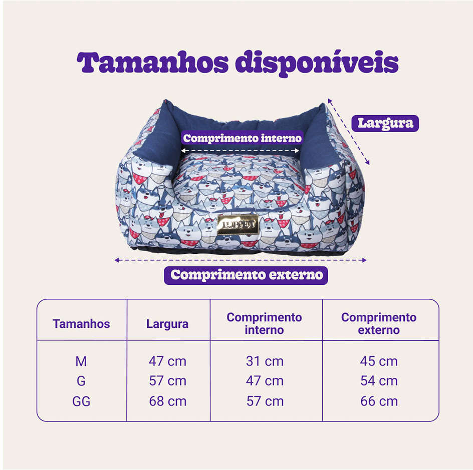 Cama Luppet Quadrada Impermeavel Eco Azul - Tam. M