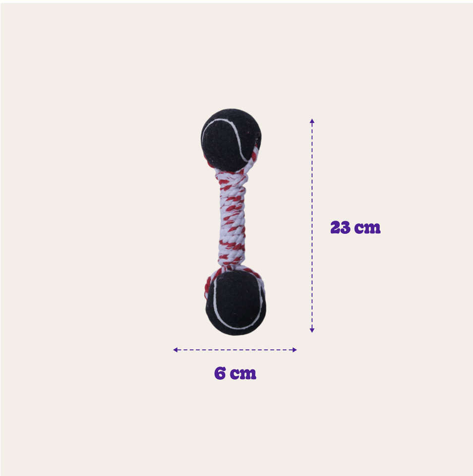 Brinquedo Halteres com Bola de Tênis Extraforte para Cães - Tam. Único