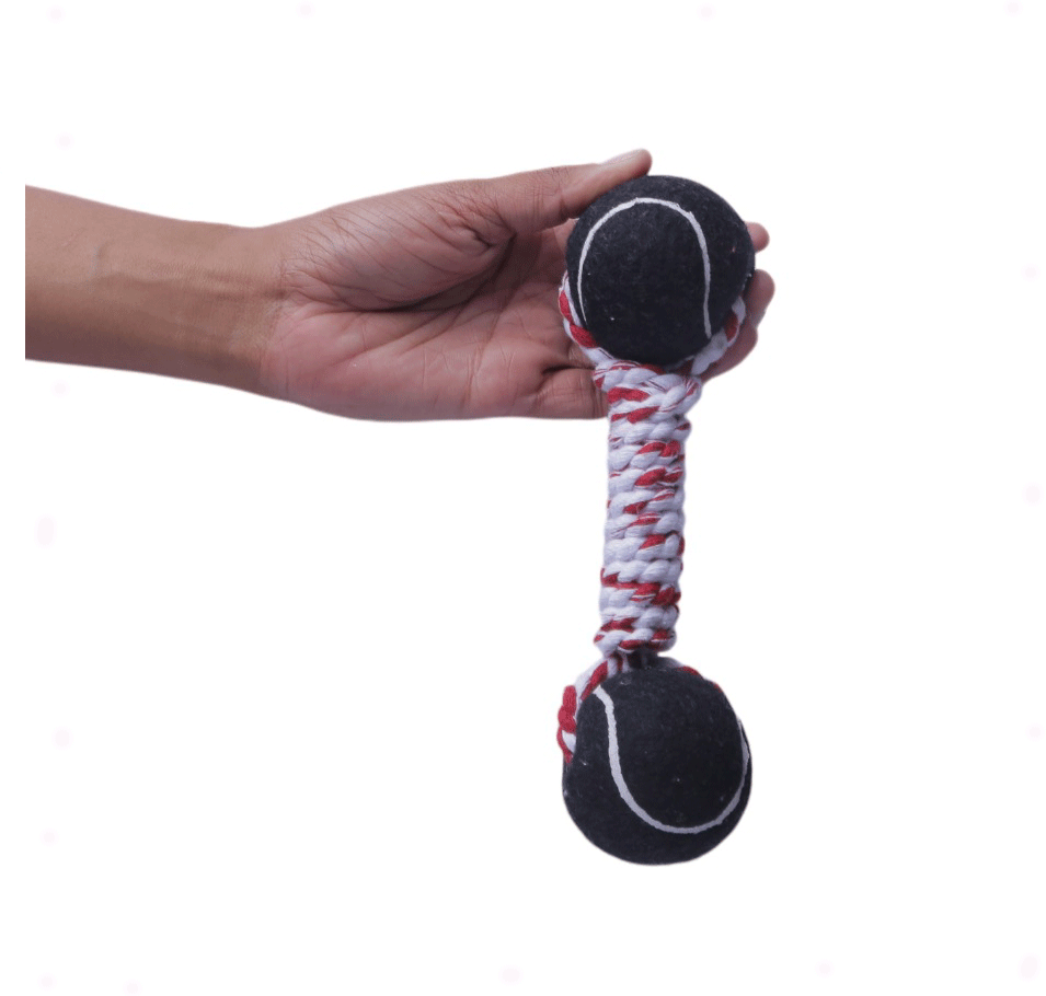 Brinquedo Halteres com Bola de Tênis Extraforte para Cães - Tam. Único