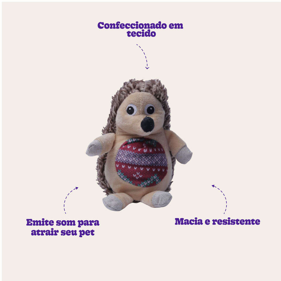 Brinquedo Pelúcia Porco Espinho para Cães - Tam. Único