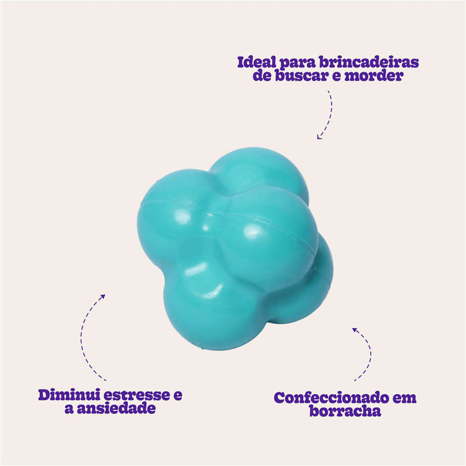 Brinquedo Bola Maciça Átomo 6 em 1 Verde Água para Cães - Tam. P