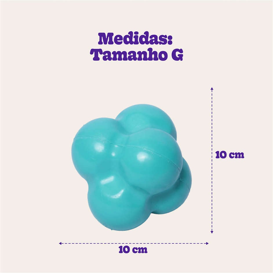 Brinquedo Bola Maciça Átomo 6 em 1 Verde Água para Cães - Tam. G