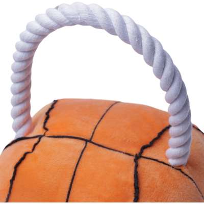 Brinquedo Pelúcia Bola Basquete com Puxador para Cães