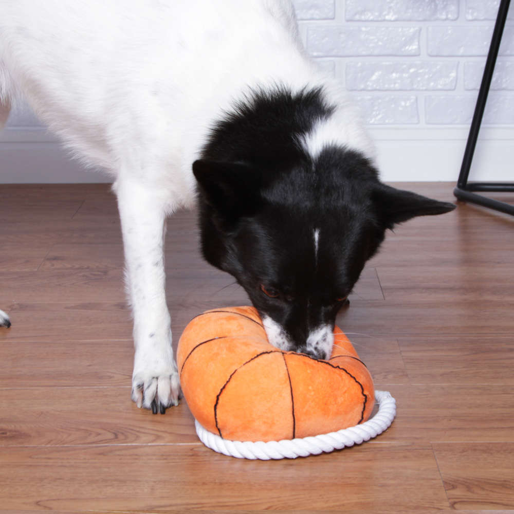 Brinquedo Pelúcia Bola Basquete com Puxador para Cães - Tam. Único
