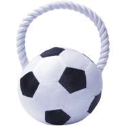 Brinquedo Pelúcia Bola de Futebol com Puxador para Cães - Tam. Único