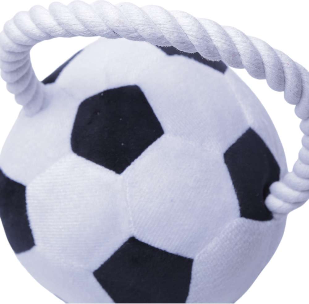 Brinquedo Pelúcia Bola de Futebol com Puxador para Cães - Tam. Único