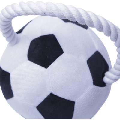 Brinquedo Pelúcia Bola de Futebol com Puxador para Cãe