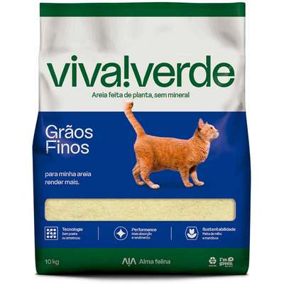 Areia Higiênica Viva Verde Grãos Finos para Gatos
