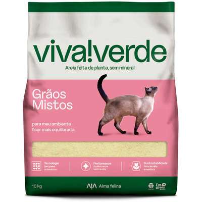 Areia Higiênica Viva Verde Grãos Mistos para Gatos
