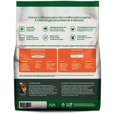 Areia Higiênica Viva Verde Grãos Grossos para Gatos