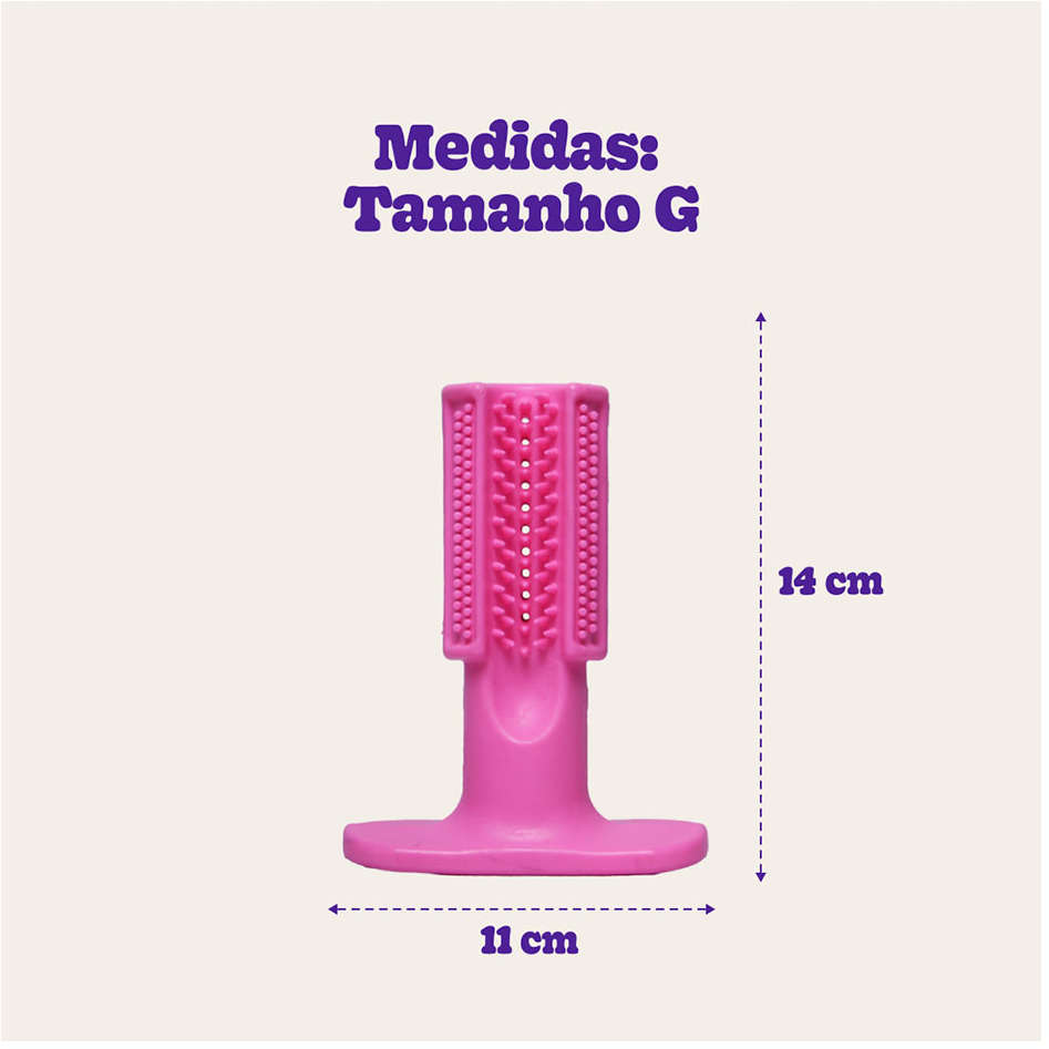 Escova Dental Truqys Pets Rosa para Cães - Tam. G