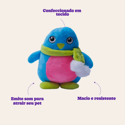 Brinquedo Pelúcia Pinguim Colorido para Cães