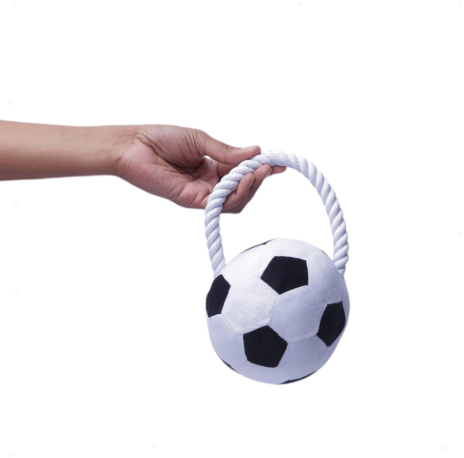 Brinquedo Pelúcia Bola de Futebol com Puxador para Cães - Tam. Único