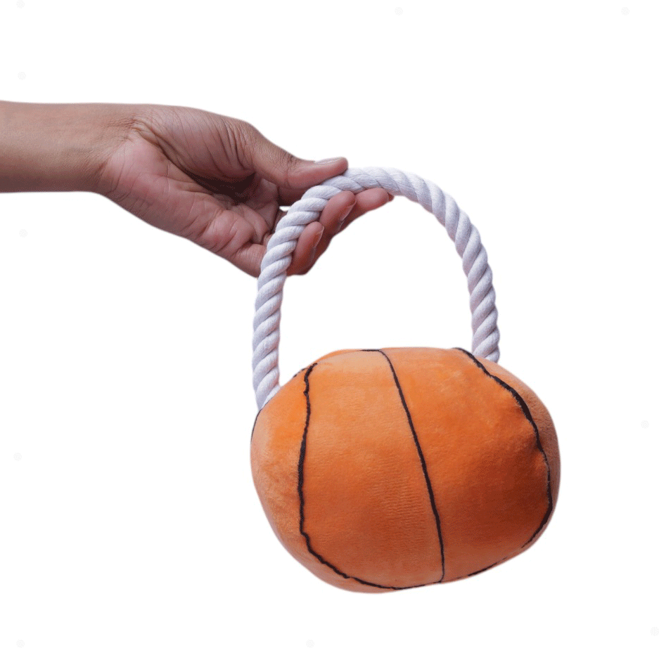 Brinquedo Pelúcia Bola Basquete com Puxador para Cães - Tam. Único
