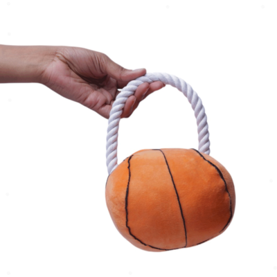 Brinquedo Pelúcia Bola Basquete com Puxador para Cães”