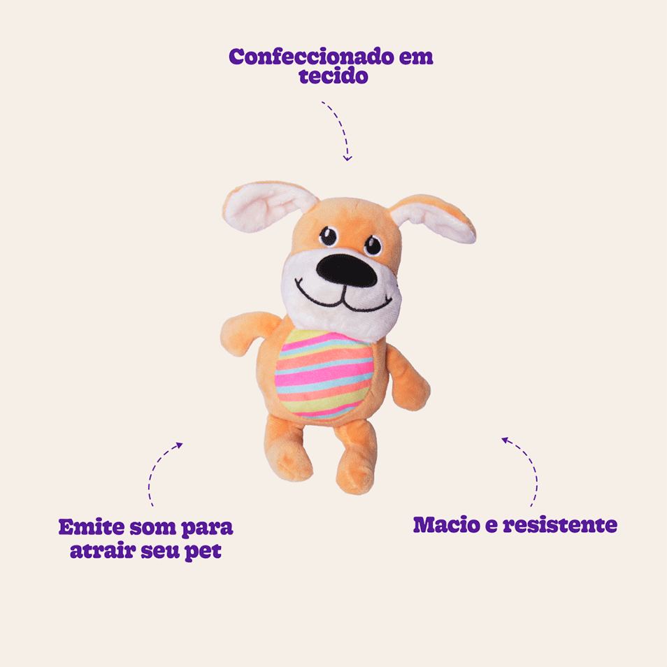 Brinquedo Pelúcia Dog Colorido para Cães - Tam. Único