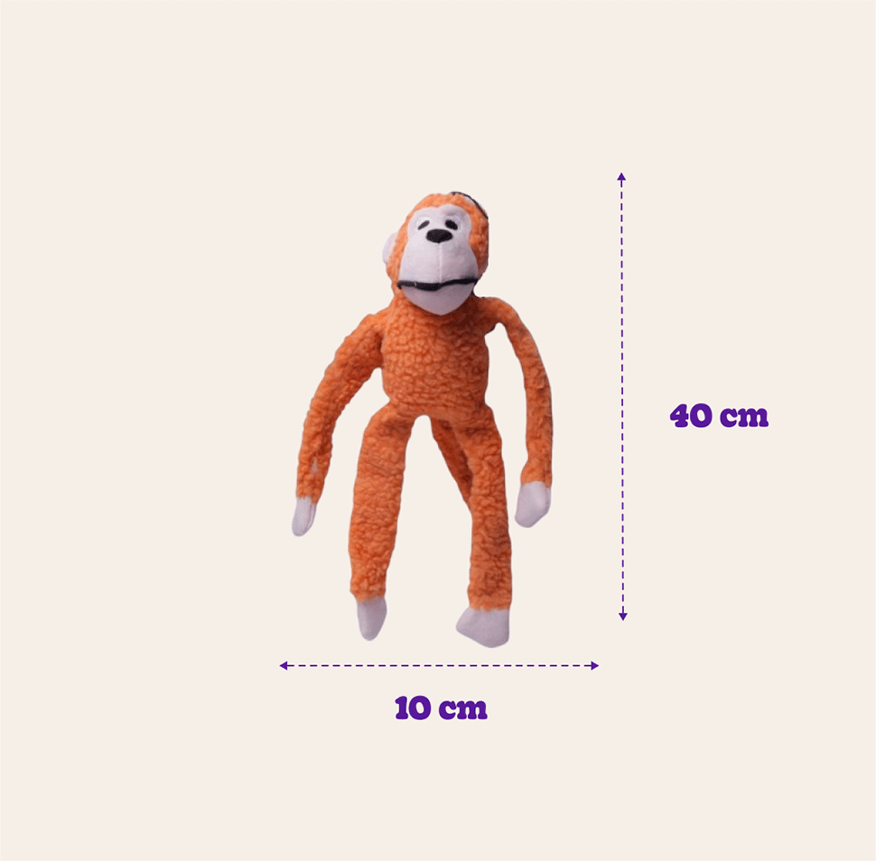 Brinquedo Jambo Mordedor Pelúcia Macaco Kelev Laranja - Tam. M