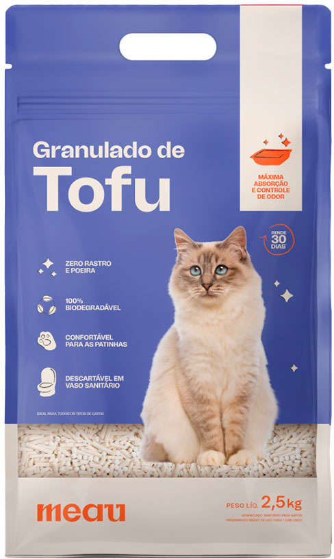 Granulado Higiênico de Tofu Meau para Gatos - 2,5Kg