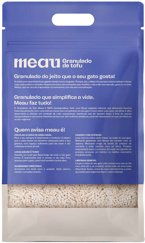 Granulado Higiênico de Tofu e Lavanda Meau para Gatos - 2,5Kg