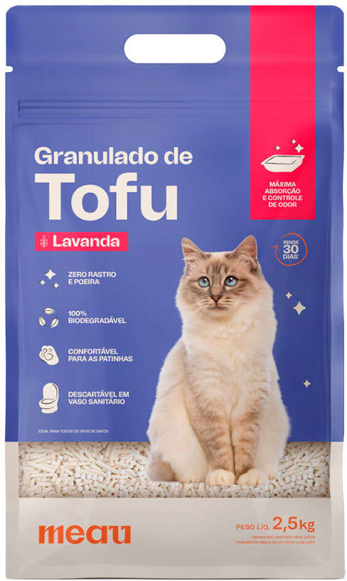 Granulado Higiênico de Tofu e Lavanda Meau para Gatos - 2,5Kg