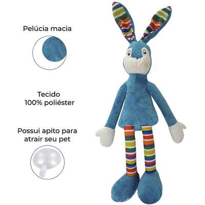 Brinquedo Pelúcia Coelho Pernudo Azul