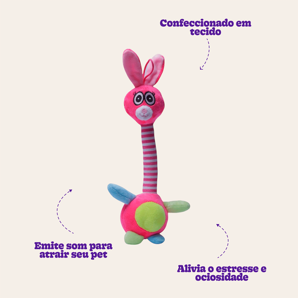 Brinquedo Home Pet Pelúcia Coelho Canadense Rosa - Tam. 04