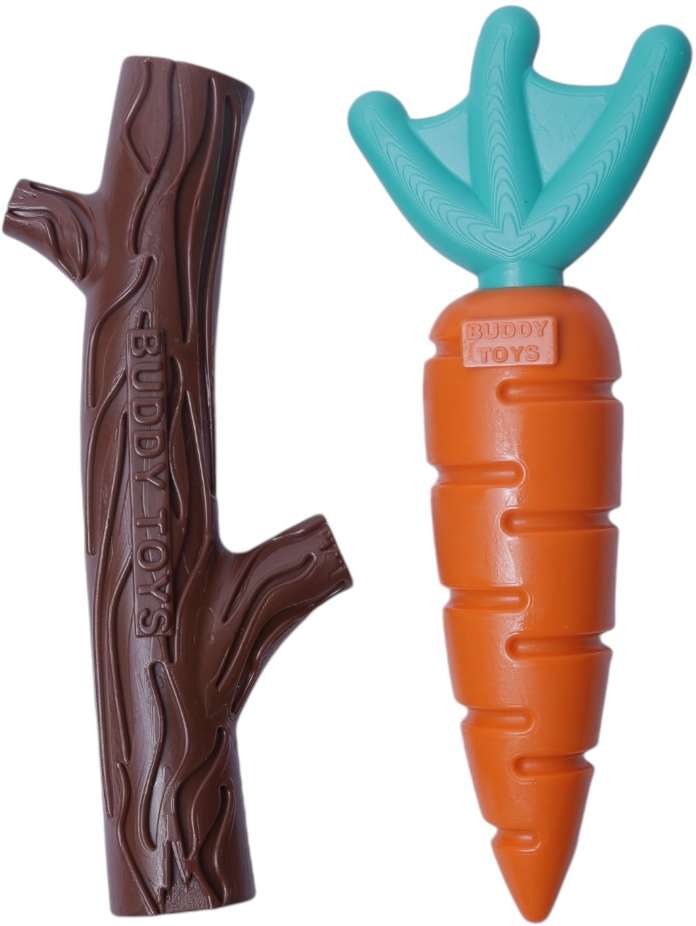 Brinquedo Buddy Toys Nylon Kit Queridinhos Cenoura e Graveto para Cães - Kit