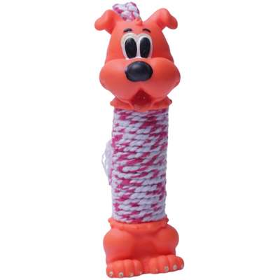 Brinquedo de Vinil LCM Cachorro com Corda Laranja