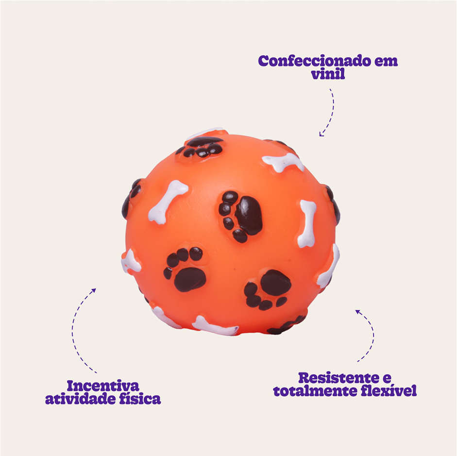 Brinquedo de Vinil LCM Bola Pata Osso - Laranja
