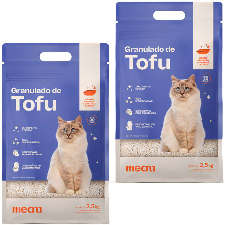 Granulado Higiênico de Tofu Meau para Gatos - 5Kg (2 pacotes de 2,5Kg)