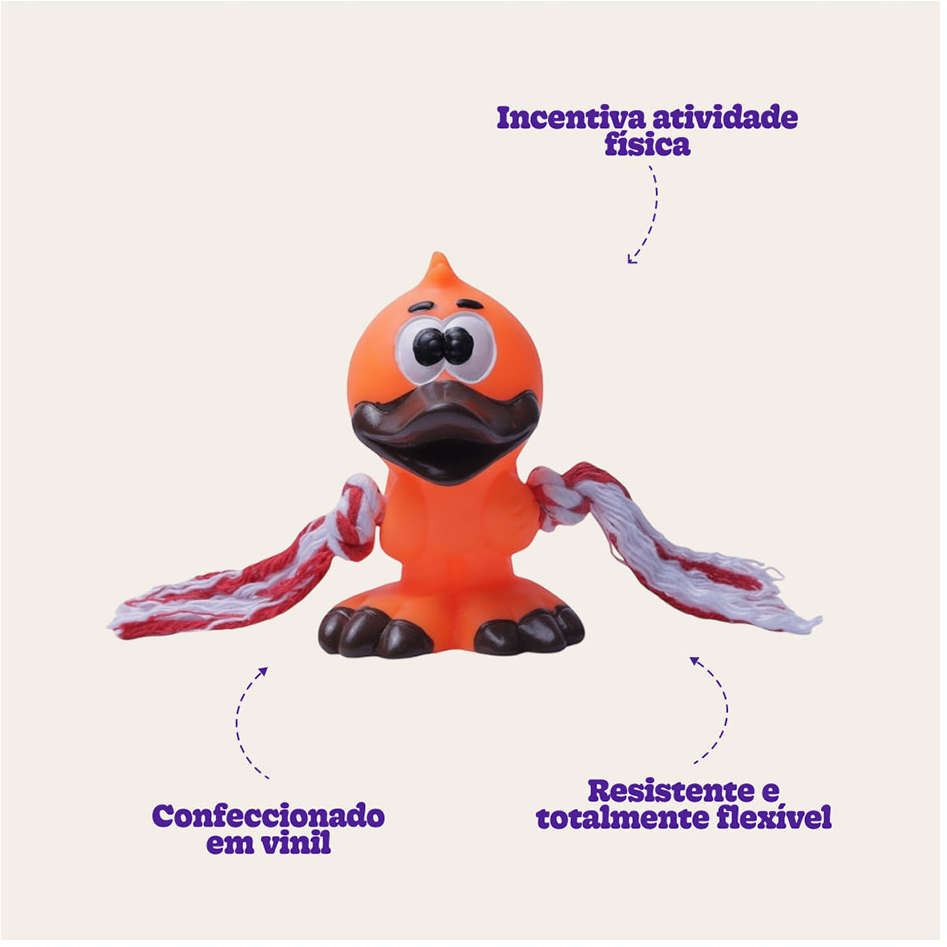Brinquedo de Vinil LCM Pintinho com Corda - Laranja