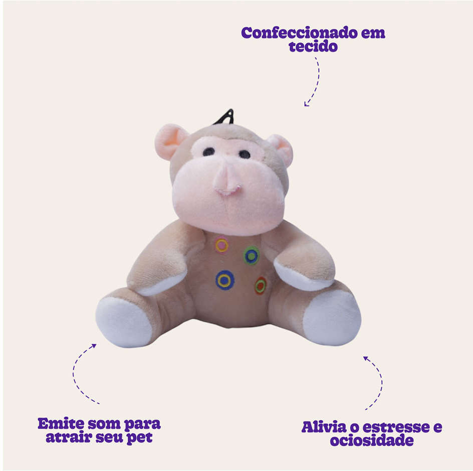 Brinquedo Home Pet Pelúcia Macaco Bege - Tam. 03
