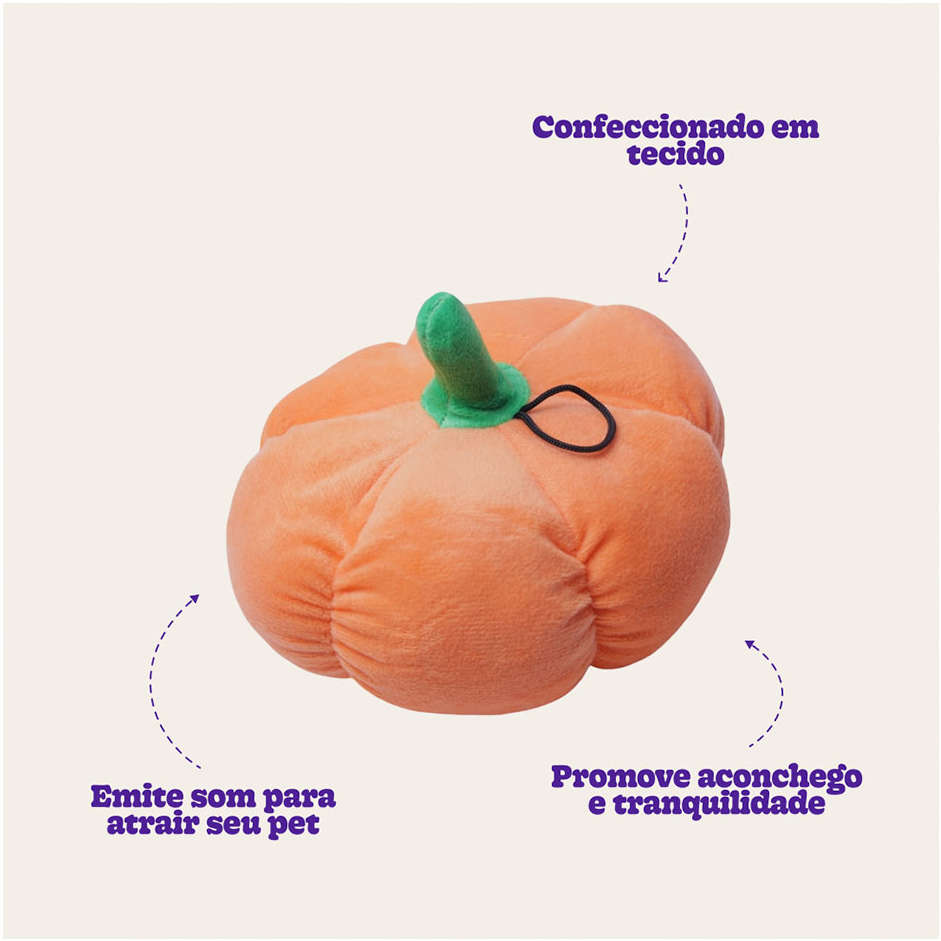 Brinquedo Jambo Mordedor Pelúcia Abóbora - Laranja