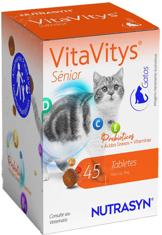 Suplemento Vitamínico Nutrasyn VitaVitys Sênior para Gatos - 45 Tabletes