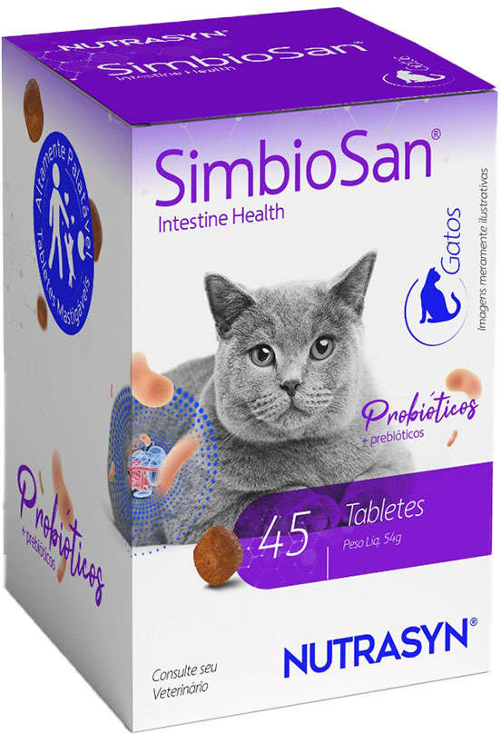 Suplemento Vitamínico Nutrasyn SimbioSan para Gatos - 45 Tabletes