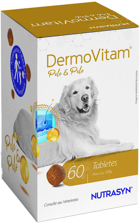 Suplemento Vitamínico Nutrasyn Dermovitam Pele e Pelo para Cães - 60 Tabletes