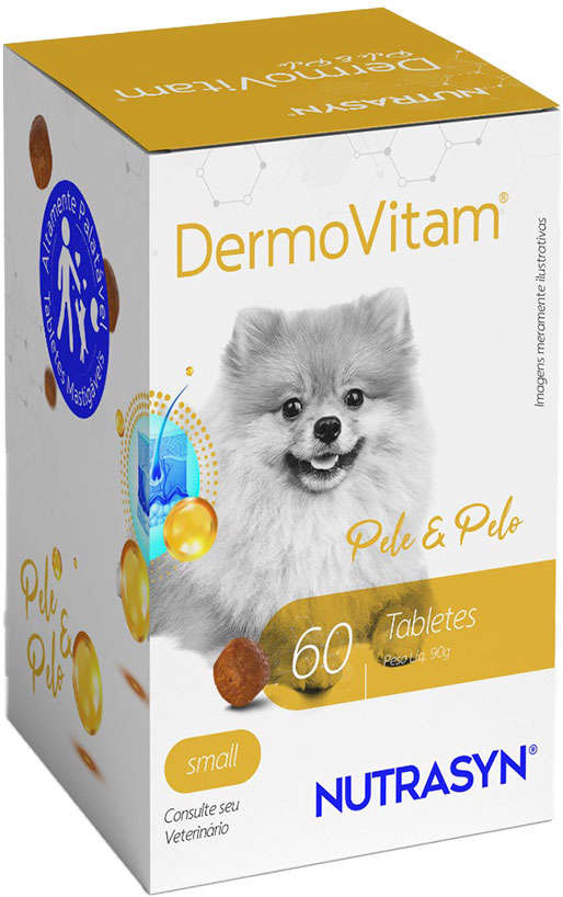 Suplemento Vitamínico Nutrasyn Dermovitam Small Size para Cães Porte Pequeno - 60 Tabletes