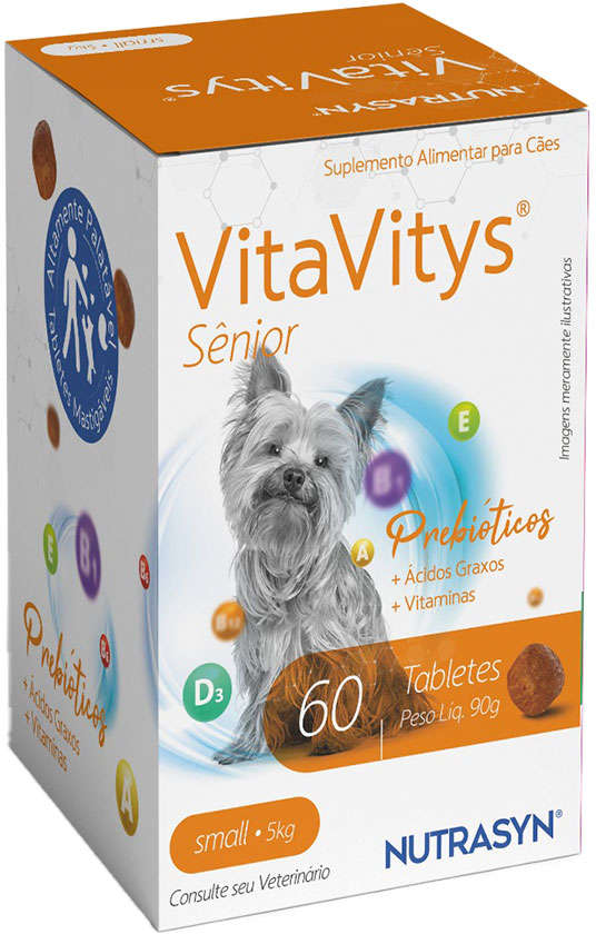 Suplemento Vitamínico Nutrasyn Vitavitys Sênior Small Size para Cães Porte Pequeno - 60 Tabletes