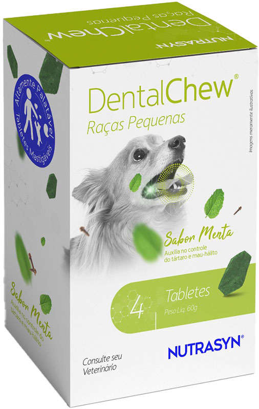 Tablete Mastigável Nutrasyn DentalVets Max Protection Sabor Menta para Cães Porte Pequeno - 4 Tabletes