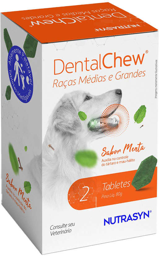 Tablete Mastigável Nutrasyn DentalVets Max Protection Sabor Menta para Cães Porte Médio - 2 Tabletes